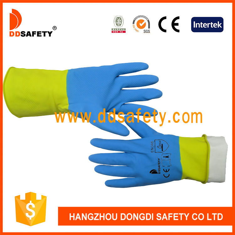 Blue&yellow latex gloves-DHL224